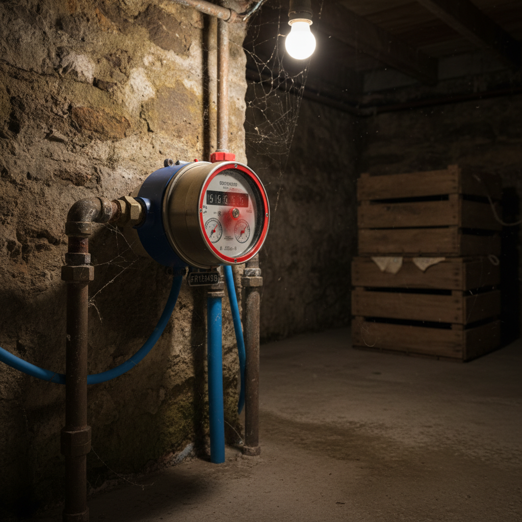 Compteur d'eau résidentiel indiquant une surconsommation anormale