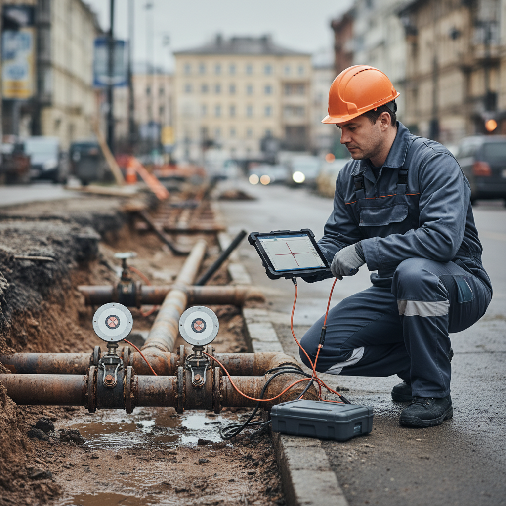 Corrélateur acoustique avec deux capteurs pour localiser précisément une fuite d'eau enterrée
